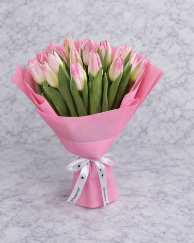 Букет  15 рожевих тюльпанів
