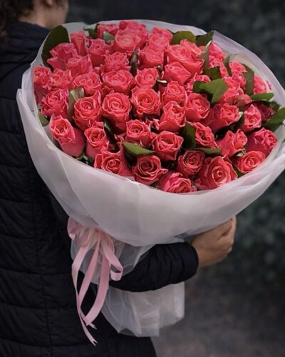 Букет 51 троянда Пінк токазі